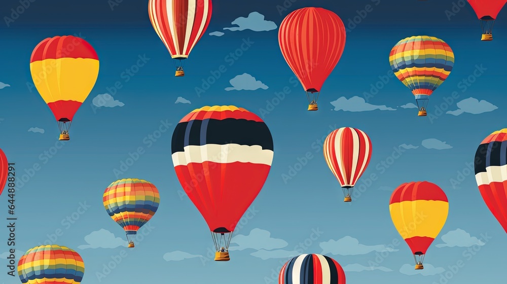Fototapeta premium a bunch of hot air balloons flying in the sky with clouds. generative ai
