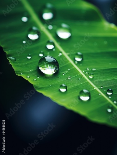 vertical wallpaper. green leaf with water drops.