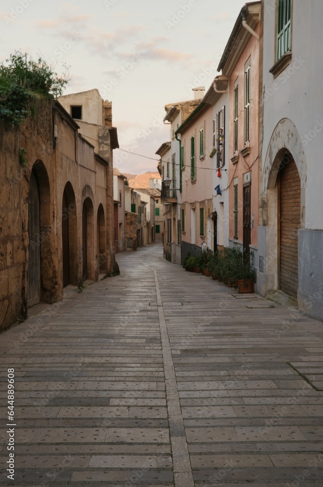 street of the mallorcan town of alcudia
