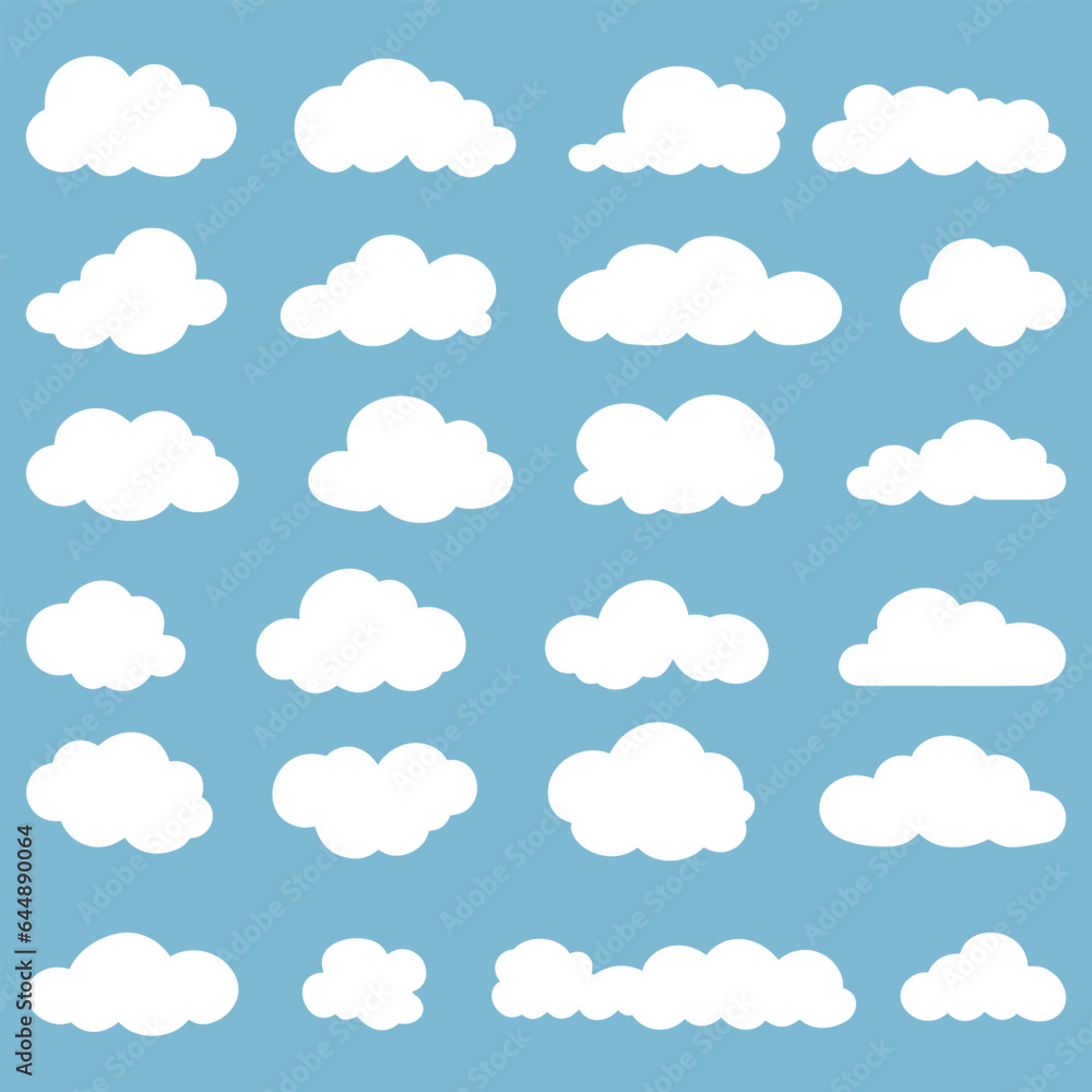 Vector simple cartoon collection of clouds Vector simple cartoon collection of clouds