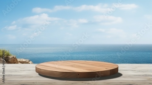 Photo of a wooden table on a rustic wooden deck