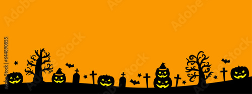 ハロウィン　ライン　フレーム　オレンジ背景