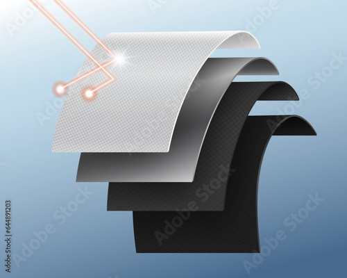 Special 4-layer material can protect from UV and reflect sunlight. High-tech fabrics with UV absorbers or dyes prevent some penetration from UV rays. Realistic vector file.