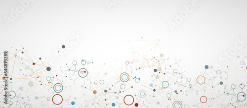Geometric abstract background with connected line and dots. Futuristic digital background for science and technology.