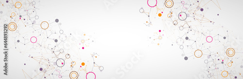 Geometric abstract background with connected line and dots. Futuristic digital background for science and technology.