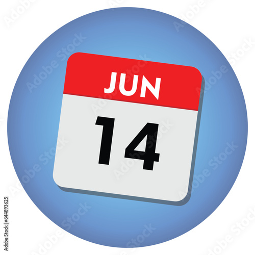 14 june icon with white background, calender icon