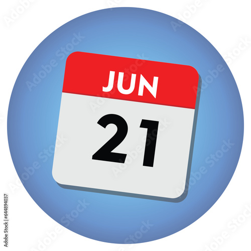 21 june icon with white background, calender icon