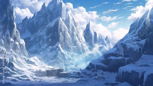 Dangerous Anime Mountain Peak - Blizzard, Icy Cliffs, Survival Challenge.
