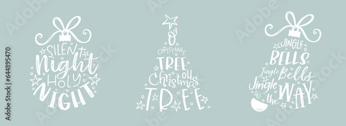 Lovely hand written Christmas design with various sayings and phrases from popular christmas songs like "Silent Night, Holy Night","Oh Christmas tree" or "Jingle Bells"