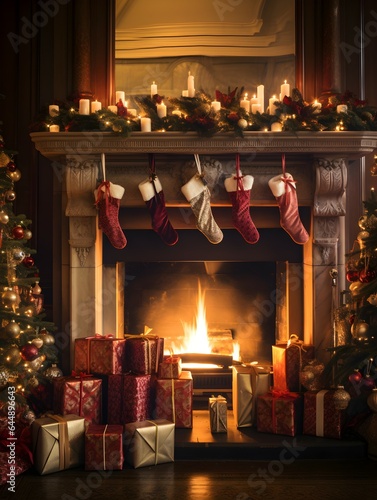 Stockings Hung by the Fireplace with Presents Under a Twinkling Christmas Tree: Capturing the Magic of the Holiday Season