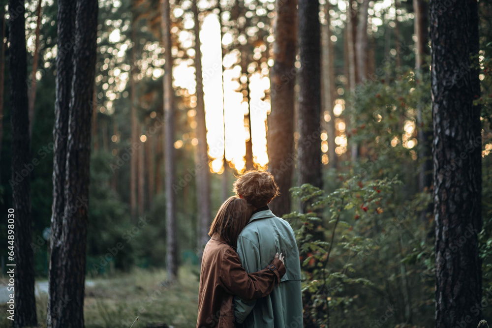 couple in love in the forest. The concept of love, devotion and fidelity in a couple couple in love in the forest. The concept of love, devotion and fidelity in a couple