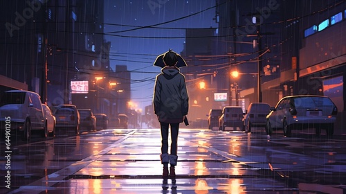 Alone Anime Boy, Walking on streets of Love and Loss.