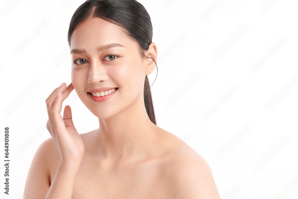 Beautiful young asian woman with clean fresh skin on white background, Face care, Facial treatment, Cosmetology, beauty and spa, Asian women portrait. Beautiful young asian woman with clean fresh skin on white background, Face care, Facial treatment, Cosmetology, beauty and spa, Asian women portrait.