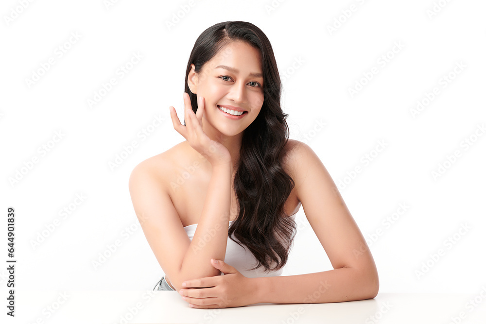 Beautiful young asian woman with clean fresh skin on white background, Face care, Facial treatment, Cosmetology, beauty and spa, Asian women portrait. Beautiful young asian woman with clean fresh skin on white background, Face care, Facial treatment, Cosmetology, beauty and spa, Asian women portrait.
