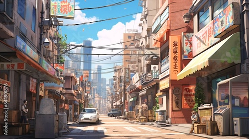 Anime City Street - Urban Landscape for vibrant character. © ShadowHero