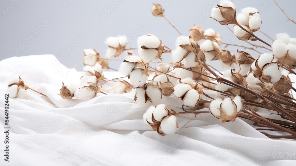 White fluffy cotton flowers background banner wallpaper texture,.Close-up of brown and white cotton