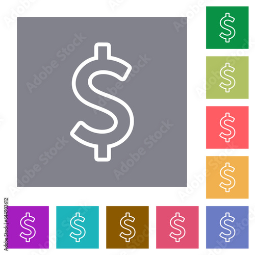 Dollar sign outline square flat icons