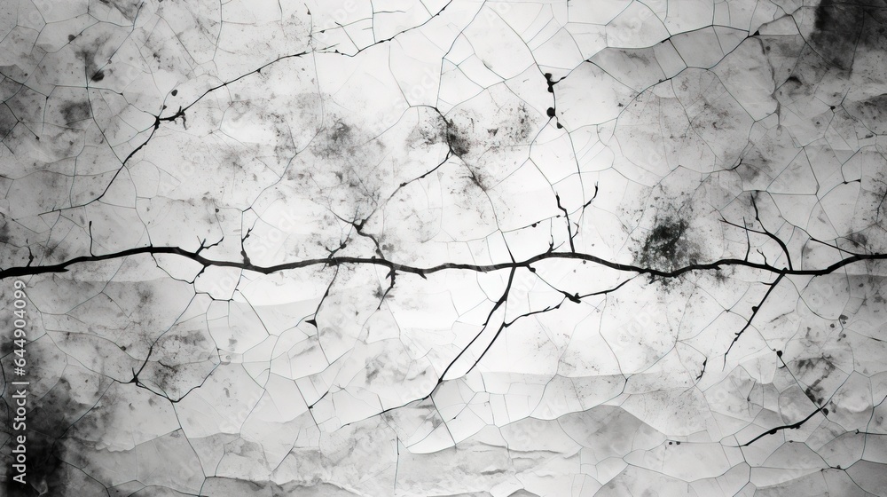 Grunge background black and white. Monochrome texture. Vector pattern of cracks, chips, scuffs. Abstract vintage surface.