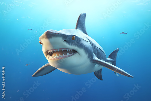 cute hammerhead shark in 3d style Made with Generative AI