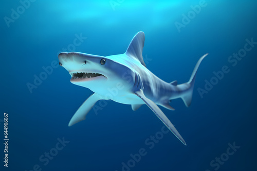 cute hammerhead shark in 3d style Made with Generative AI