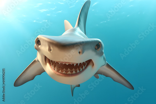 cute hammerhead shark in 3d style Made with Generative AI