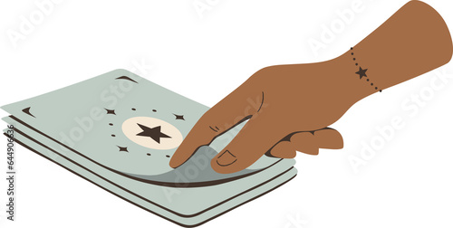 flipping tarot card from stacked card deck, png transparent background	

