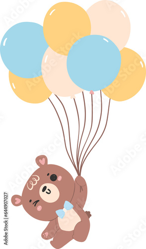 Baby shower bear boy with balloons