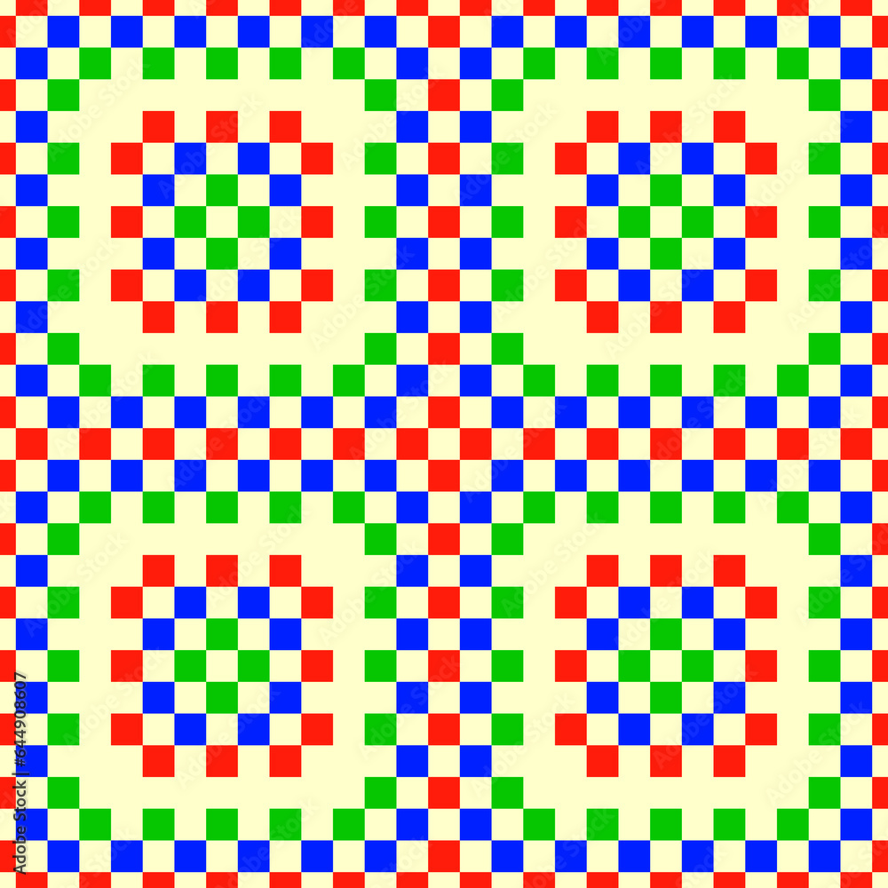 Seamless checks wallpaper. Geometric pattern. Squares background. Polygons ornament. Geometrical motif. Digital paper. Embroidery textile print. Web design. Vector. Seamless checks wallpaper. Geometric pattern. Squares background. Polygons ornament. Geometrical motif. Digital paper. Embroidery textile print. Web design. Vector.