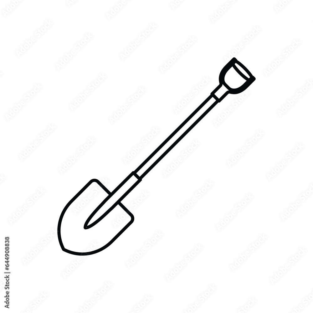Shovel line icon isolated on white background. Gardening vector illustration. Shovel line icon isolated on white background. Gardening vector illustration.
