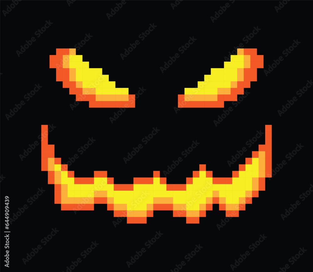 Fototapeta premium Scary Face Pixel art vector image