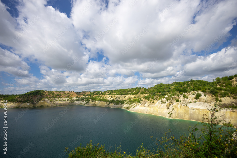 Naklejka premium Landscape with water in a chalk quarry