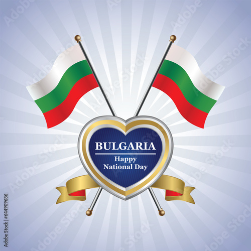 Bulgaria flag Happy National Day with heart