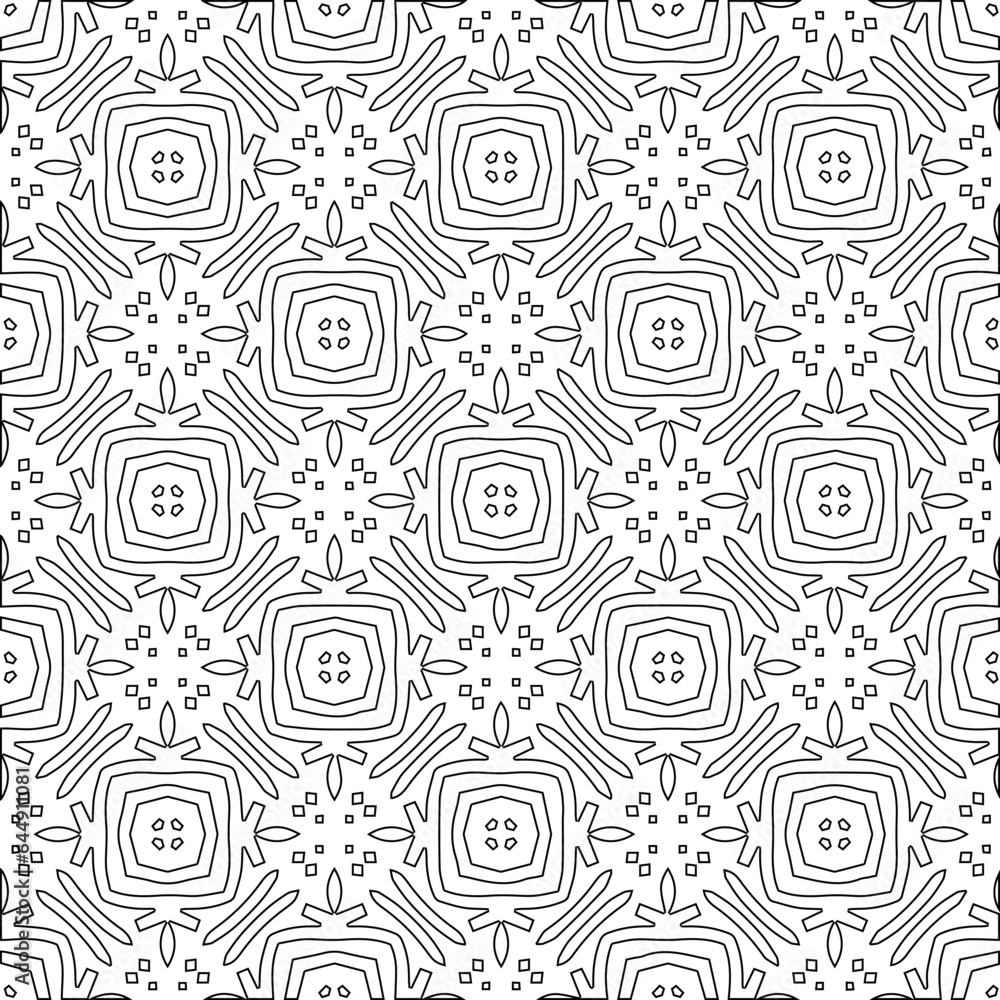 Vector pattern with symmetrical elements . Modern stylish abstract texture. Repeating geometric tiles from striped elements.Black and white pattern.