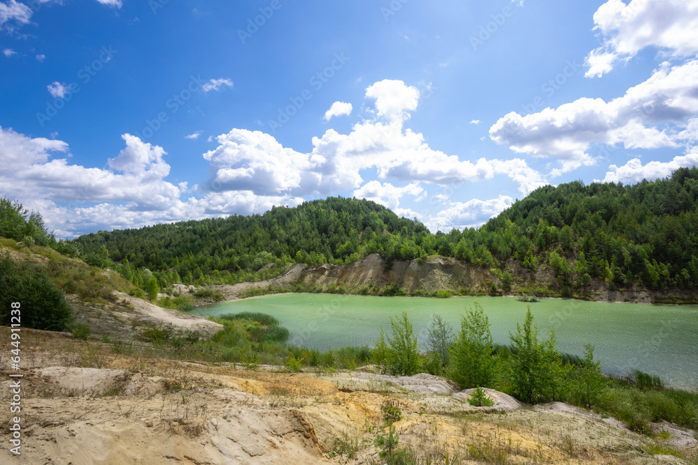 Landscape with water in a chalk quarry Landscape with water in a chalk quarry