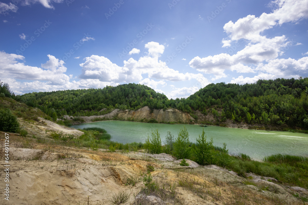 Landscape with water in a chalk quarry