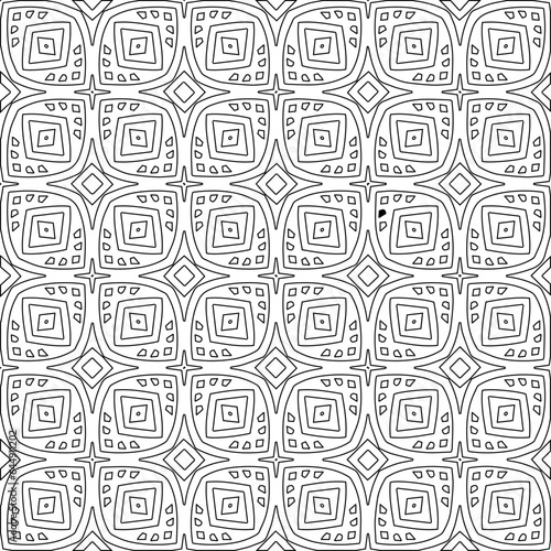 Vector pattern with symmetrical elements . Modern stylish abstract texture. Repeating geometric tiles from striped elements.Black and white pattern.