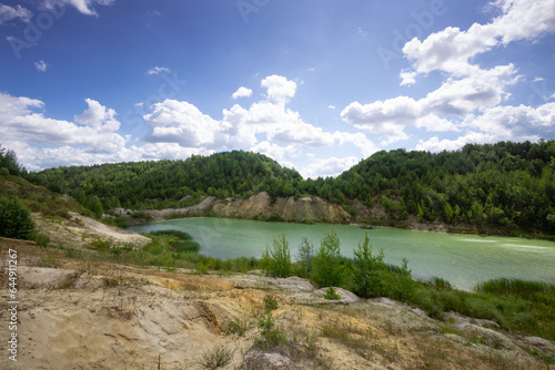 Fototapeta Naklejka Na Ścianę i Meble -  Landscape with water in a chalk quarry