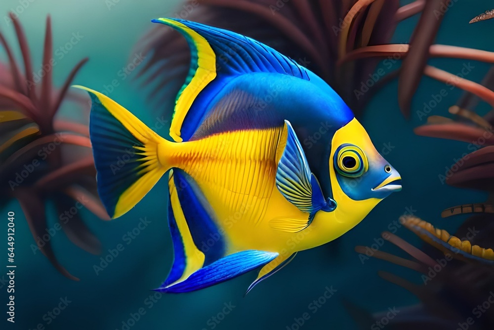 Naklejka premium beautiful fish in aquarium