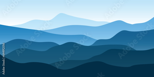 Vector landscape mountain silhouettes illustration background design 