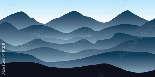 Illustration landscape of mountain silhouettes flat design Vector 