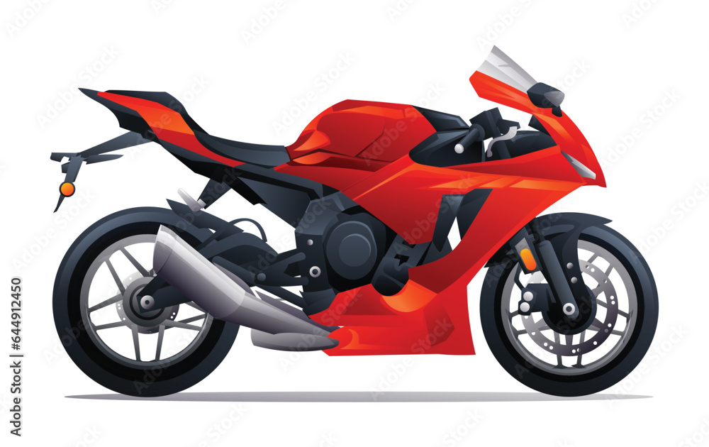 Red sport bike racing motorcycle vector illustration isolated on white background Red sport bike racing motorcycle vector illustration isolated on white background