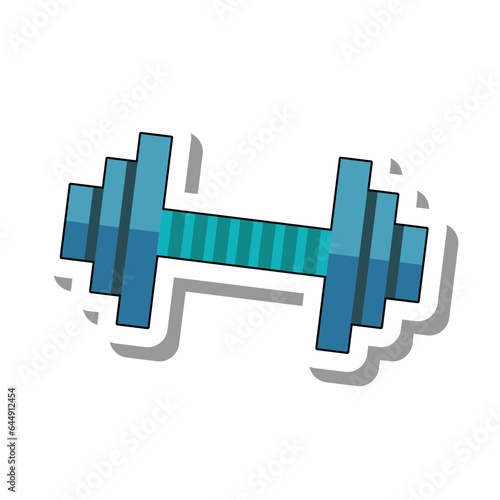 Heavy kettle bell dumbbell vector. Equipment for muscle training or fitness in gym. Sports goods for active sports and body strengthening concept. Flat paper sticker icon isolated on white background