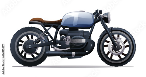 Retro cafe racer motorcycle vector illustration isolated on white background