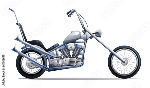 Foto Classic chopper motorcycle vector illustration isolated on white background