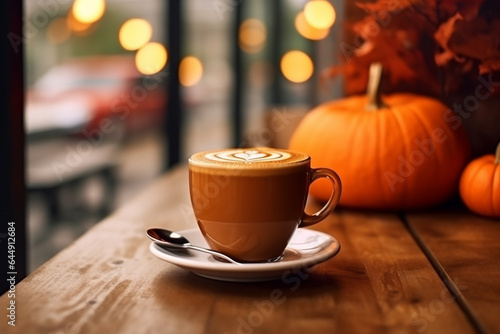 Pumpkins spice latte. Fall drinks concept