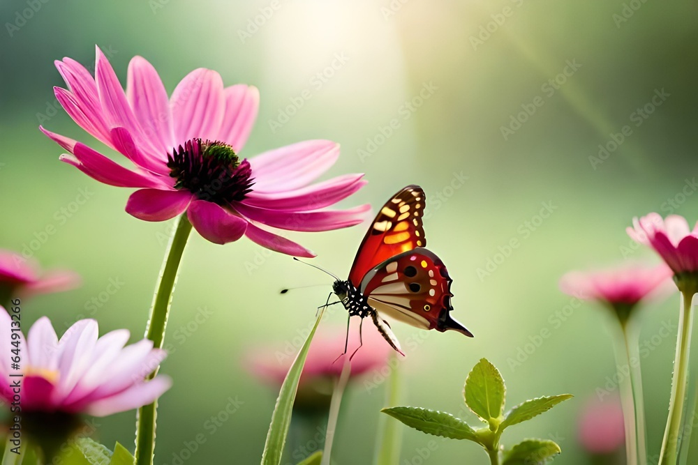 butterfly on the pink flower