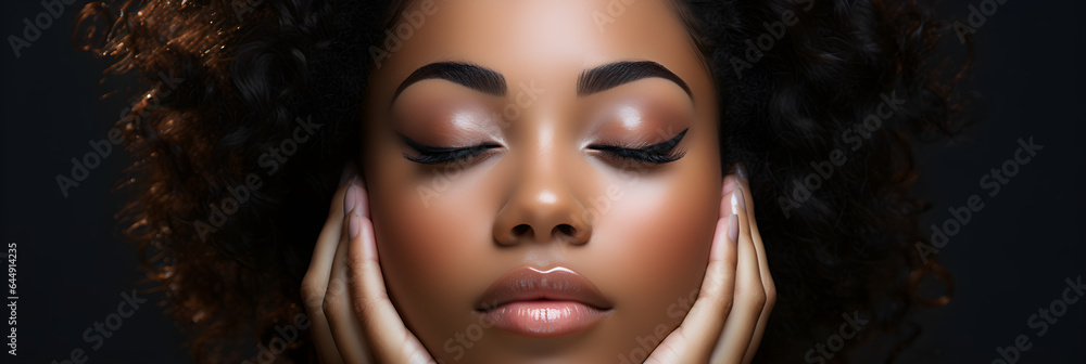 Banner of beauty portrait of african american girl Banner of beauty portrait of african american girl