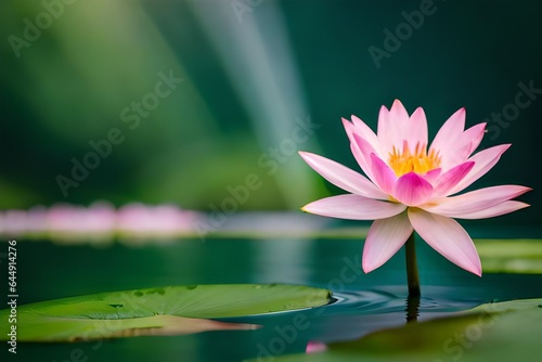 pink lotus flower bloom in pond 