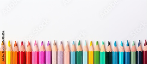 Close up view of a colored pencil isolated pastel background Copy space