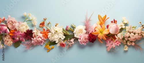 Gorgeous bunch of flowers on a isolated pastel background Copy space © HN Works